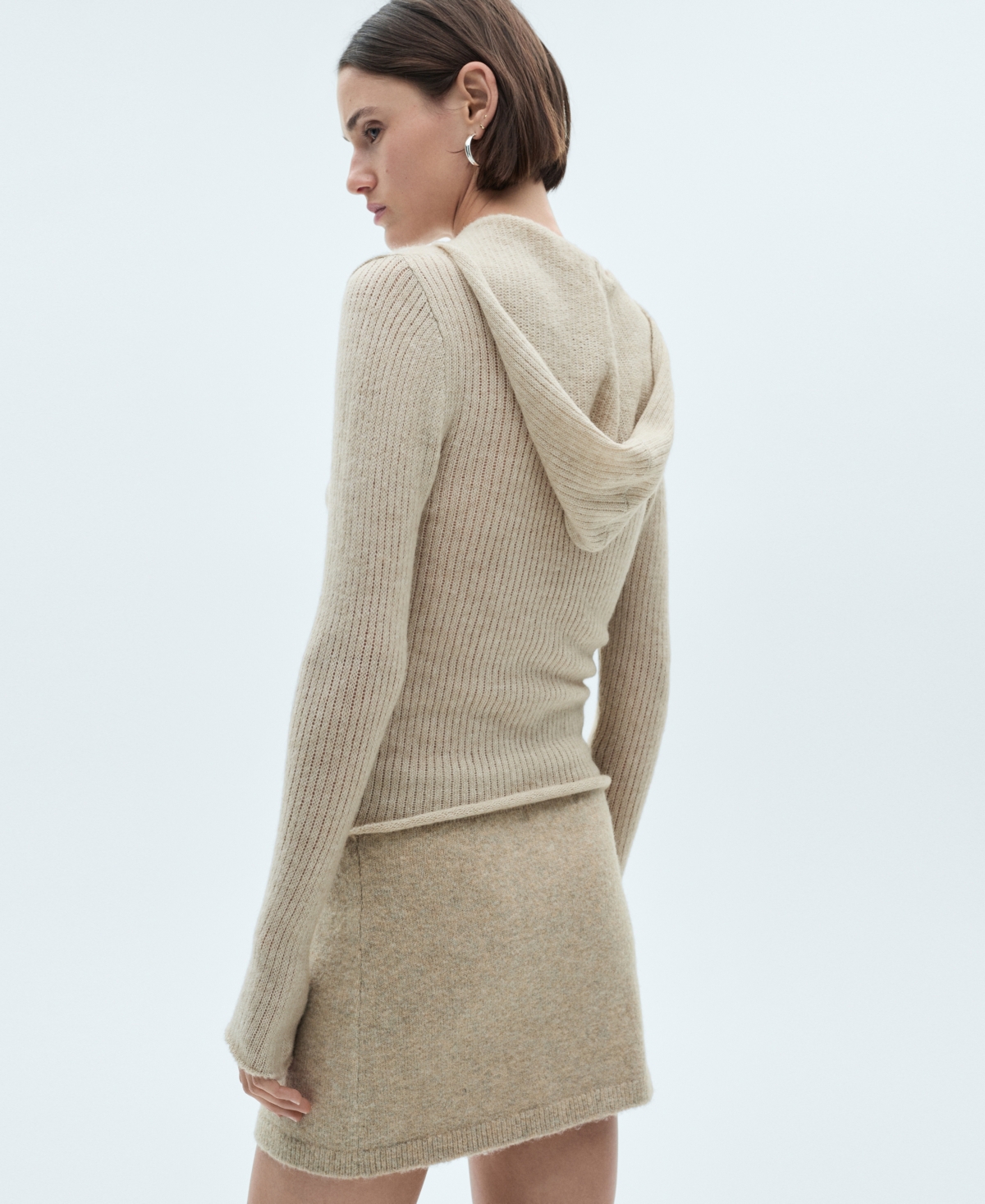 Mango Women's Ribbed Hooded Sweater
