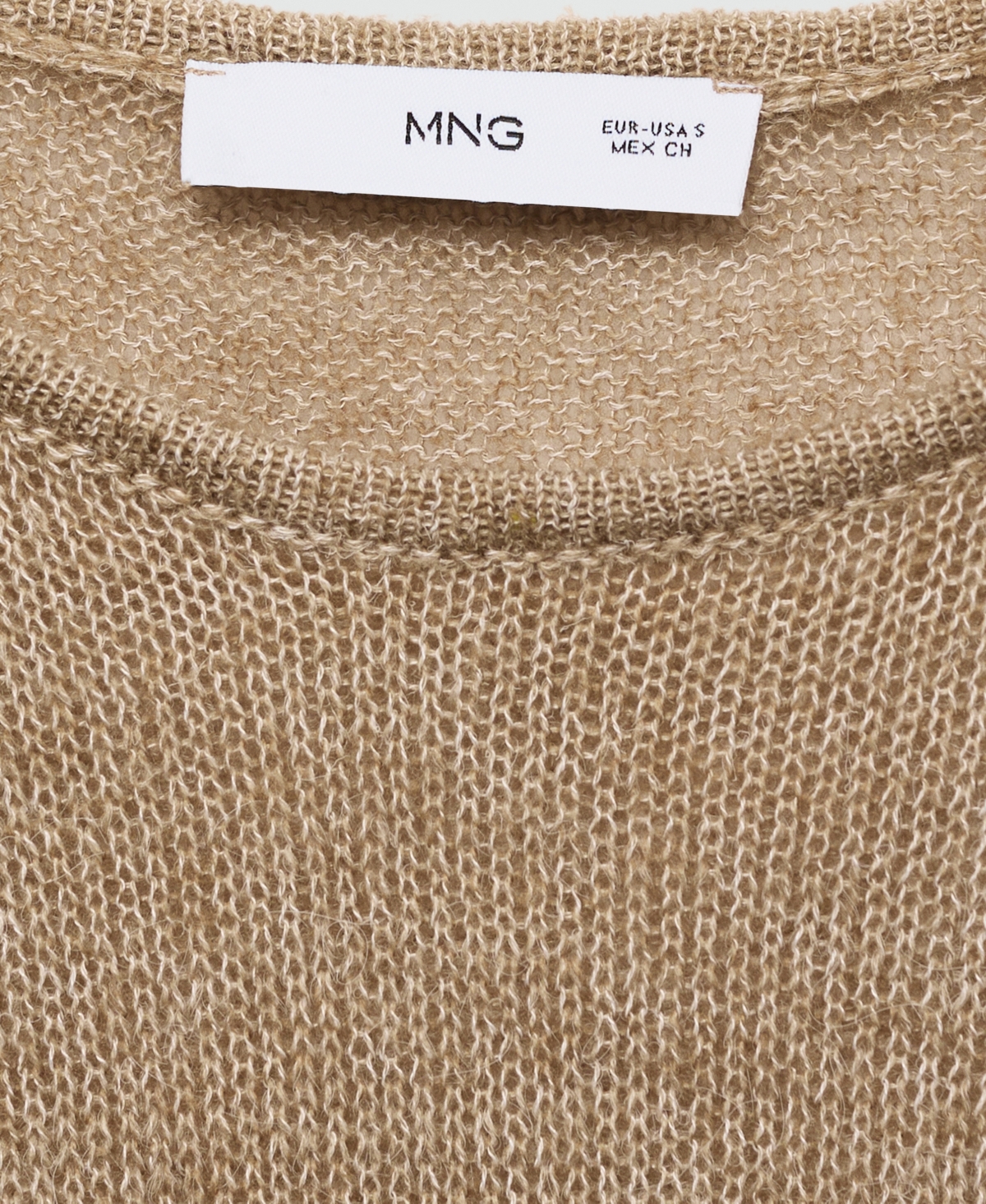 Mango Women's Round-Neck Knitted Sweater -Beige