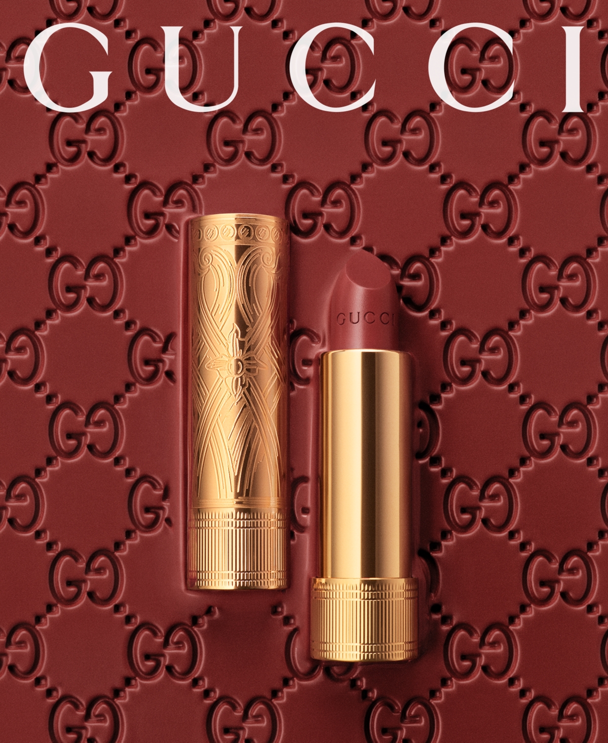 Shop Gucci Rouge A Levres Long-lasting Satin Lipstick In 504 - Myra Crimson