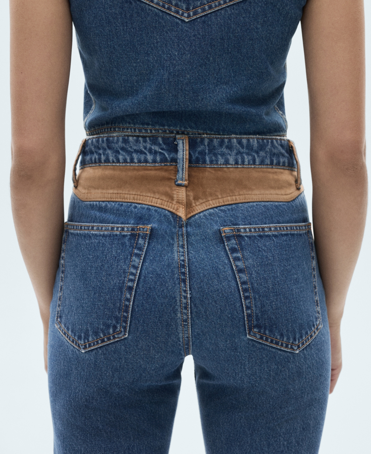Shop Mango Women's Contrast Details Bannack Jeans In Dark Blue