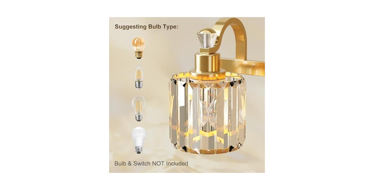 gaomon CrystalBathroom Vanity Light 6 Light Modern Bathroom Vanity Light Fixtures - Gold
