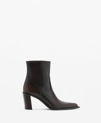 MANGO Women's Block Heel Leather Ankle Boots