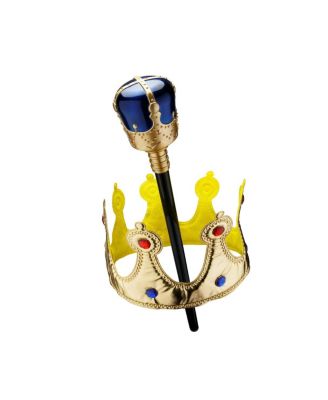 Kids Pretend Play Gold Crown and Scepter Set