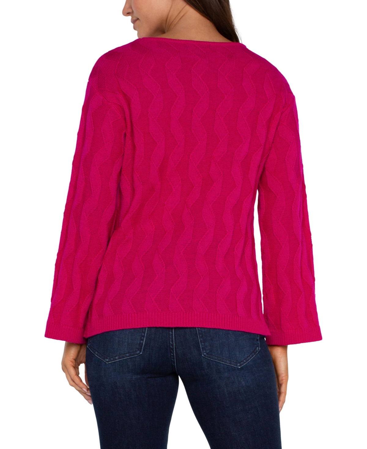 Liverpool Los Angeles Women's Long Sleeve Boat Neck Ribbon Cable Sweater