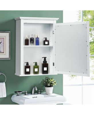 Bathroom Mirror Cabinet Wall Mounted Adjustable Shelf Medicine Storage