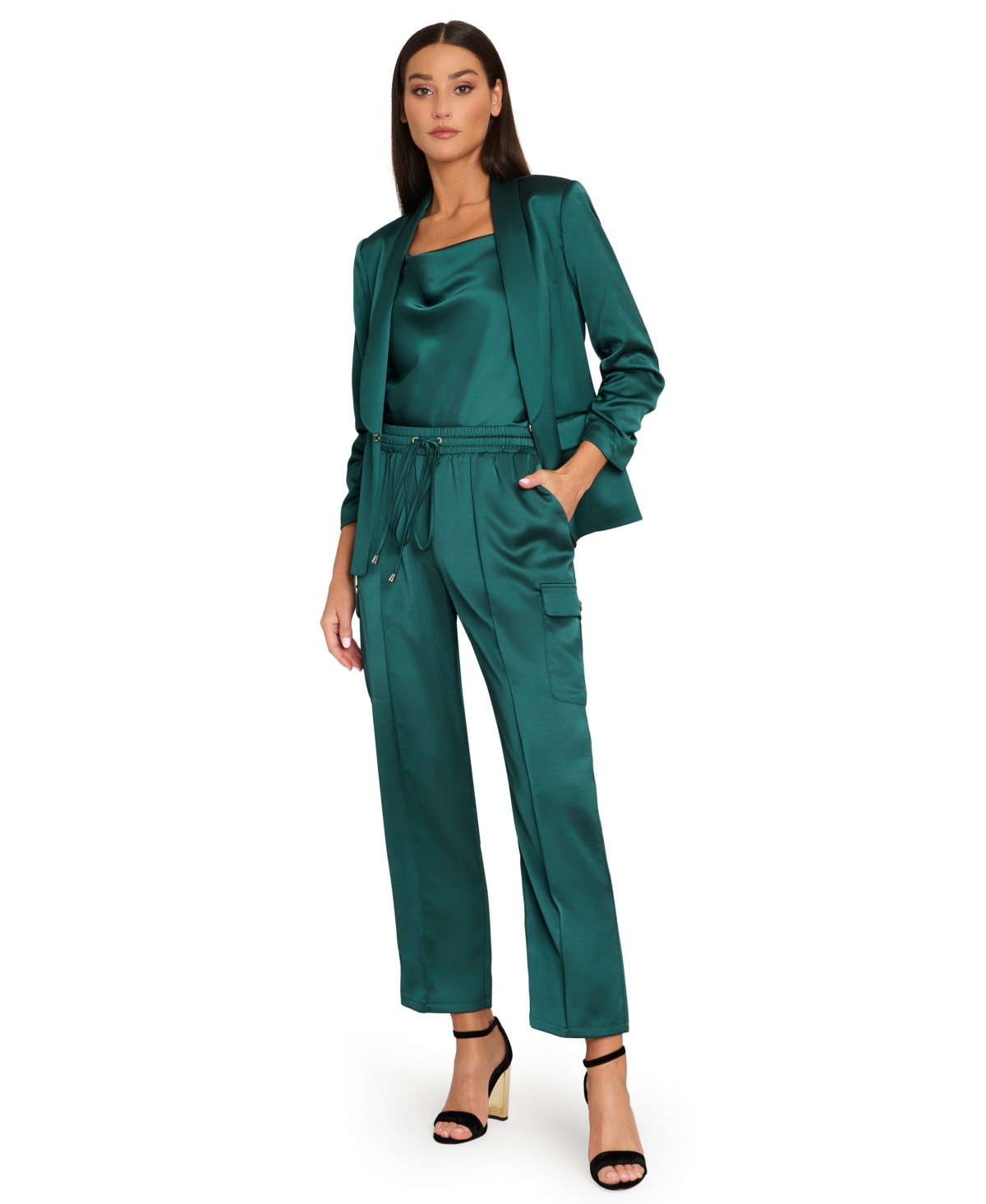 Tahari Asl Women's Shawl Collar Hook-And-Eye Blazer