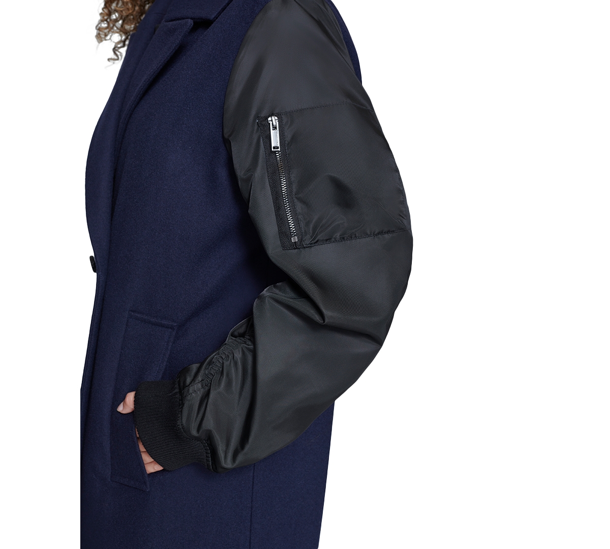 Shop Karl Lagerfeld Women's Double-breasted Notch-collar Coat In Navy