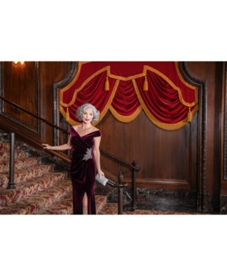 Women's Velvet Off-The-Shoulder Evening Gown