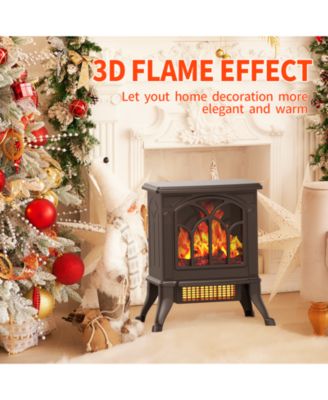 16in 1500W Electric Fireplace 3D Flame Space Heater Indoor