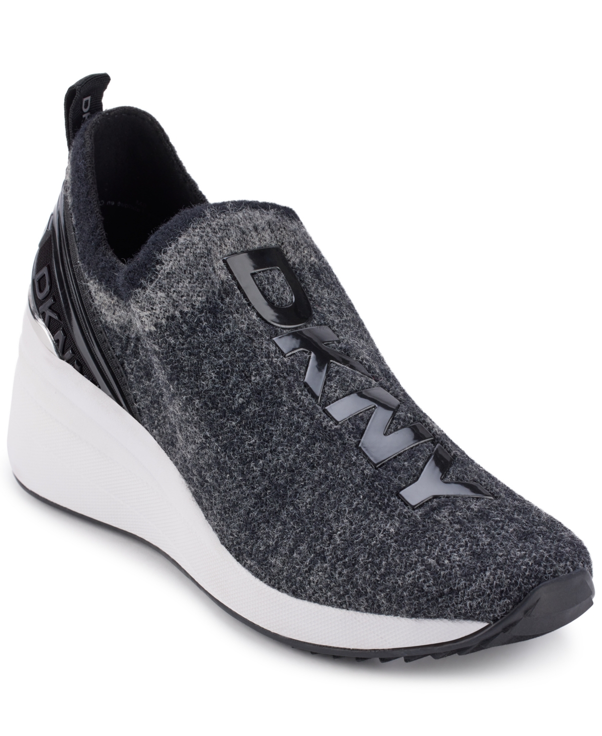 Shop Dkny Women's Keeva Wedge Sneakers In Black,light Gray