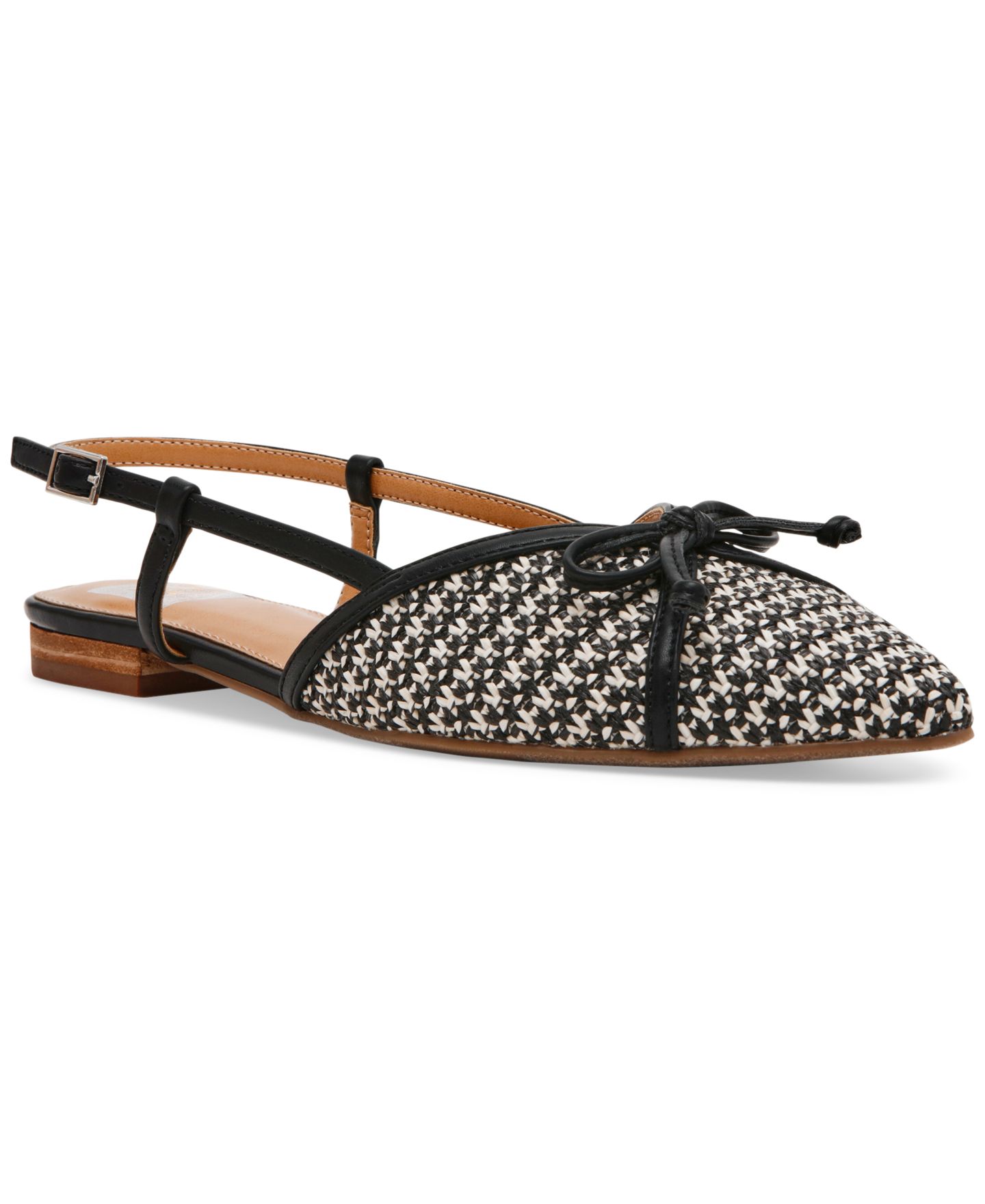 Женские балетки DV Dolce Vita Carsen Bow Pointed-Toe Slingback Flats, цвет: Чёрный / Белый — фото 1