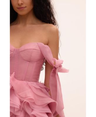 Women's Danceable Mini With Ruched Flower Appliques