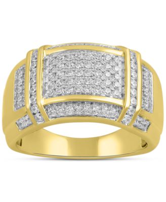 Men's Diamond Cluster Ring (1/2 ct. t.w.) in 18k Yellow Gold-Plated Sterling Silver (Also in Sterling Silver)
