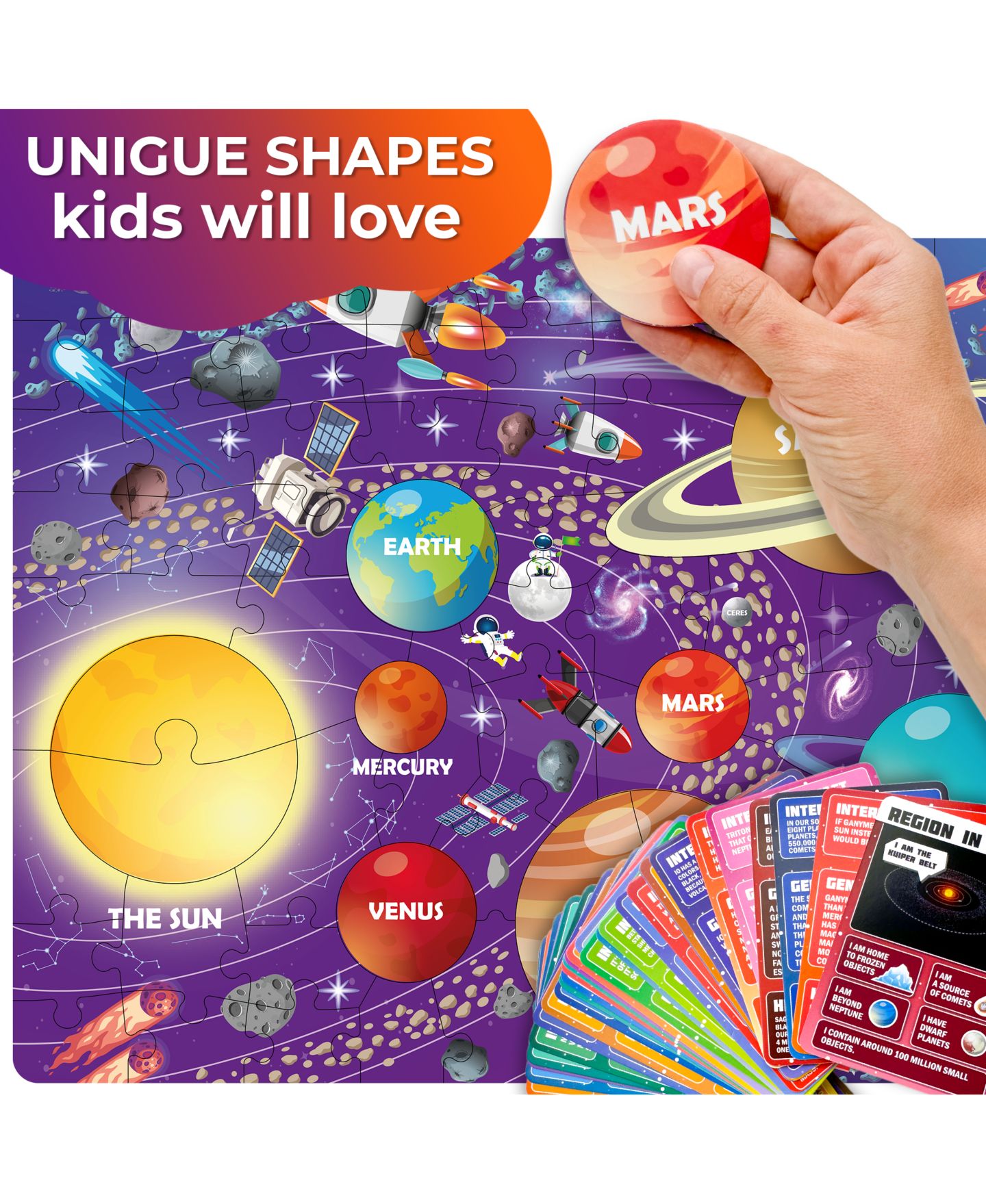Детский пазл Quokka World Map 70 Pieces Jigsaw Puzzle, Ages 3+, цвет: Космический — фото 4