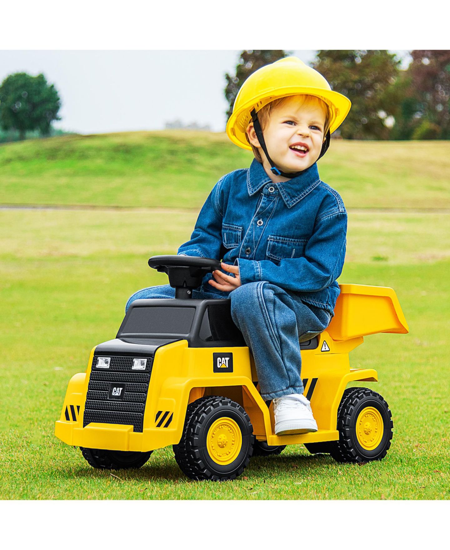 Детская игрушка HONGGE 6V Licensed Caterpillar Kids Ride On Construction Truck with Dump Bed — фото 8