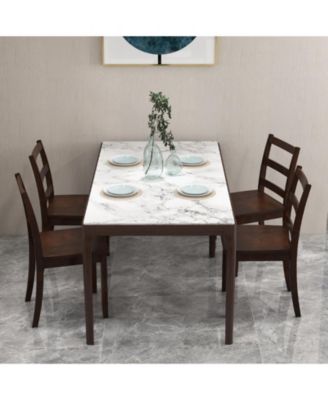 Set of 2 Wood Dining Chairs with Solid Rubber Wood Legs-Brown