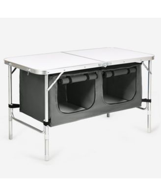 Height Adjustable Folding Camping Table-Gray
