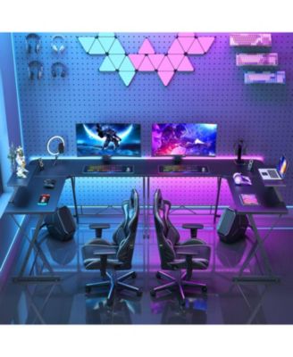 L-Shaped Desk 50.8" Computer Corner Desk, Home Gaming Desk, Office Writing Workstation with Large Monitor Stand, Space-Saving, Easy to Assemble, Black