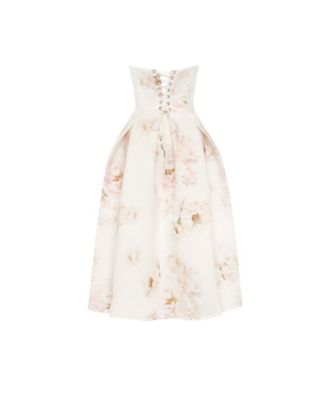 Women's Strapless Midi Dress With A Flower Print