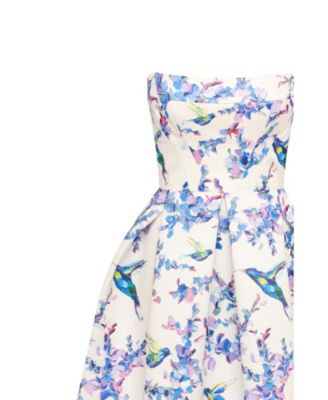 Women's Strapless Midi Dress With A Flower Print