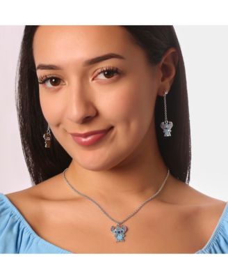 Lilo & Stitch Pave Crystal Pendant Necklace - Cute Character Jewelry