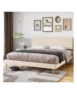 gaomon Upholstered Bed Frame â€“ Full/Queen/King Size Velvet Platform Bed with Adjustable Headboard, Noise-Free Design, No Box Spring Needed