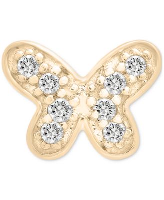 Wrapped Diamond Single Stud Earring (1/20 ct. t.w.) in 10k White or Yellow Gold, Exclusively at Macy's - Butterfly Yellow Gold