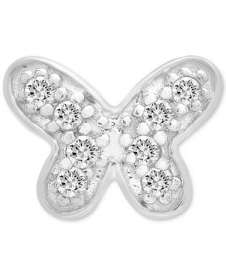 Wrapped Diamond Single Stud Earring (1/20 ct. t.w.) in 10k White or Yellow Gold, Exclusively at Macy's - Butterfly White Gold