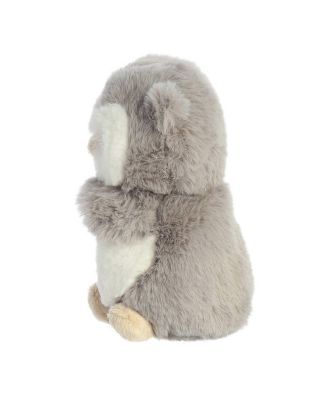 Small Owlet Rattle Eco Eco-Friendly Baby Plush Toy Gray 6"