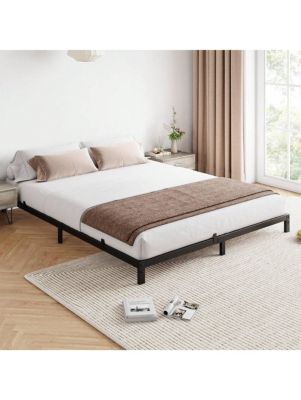 Bed Frame, 6-Inch Metal Low Platform Bed Frame, Bed Frame With Metal Slat Support, Mattress Foundation, No Box Spring Needed, Noiseless Design
