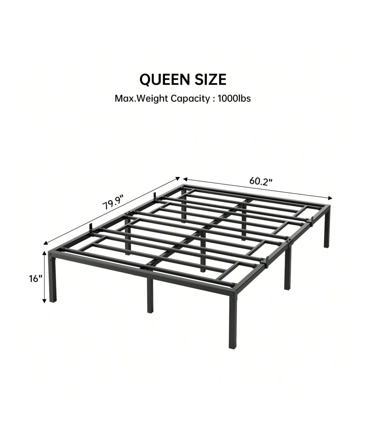gaomon Inch Bed Frame, No Box Spring Needed, Heavy Duty Metal Platform Bed Frame For Bedroom, Easy Assembly