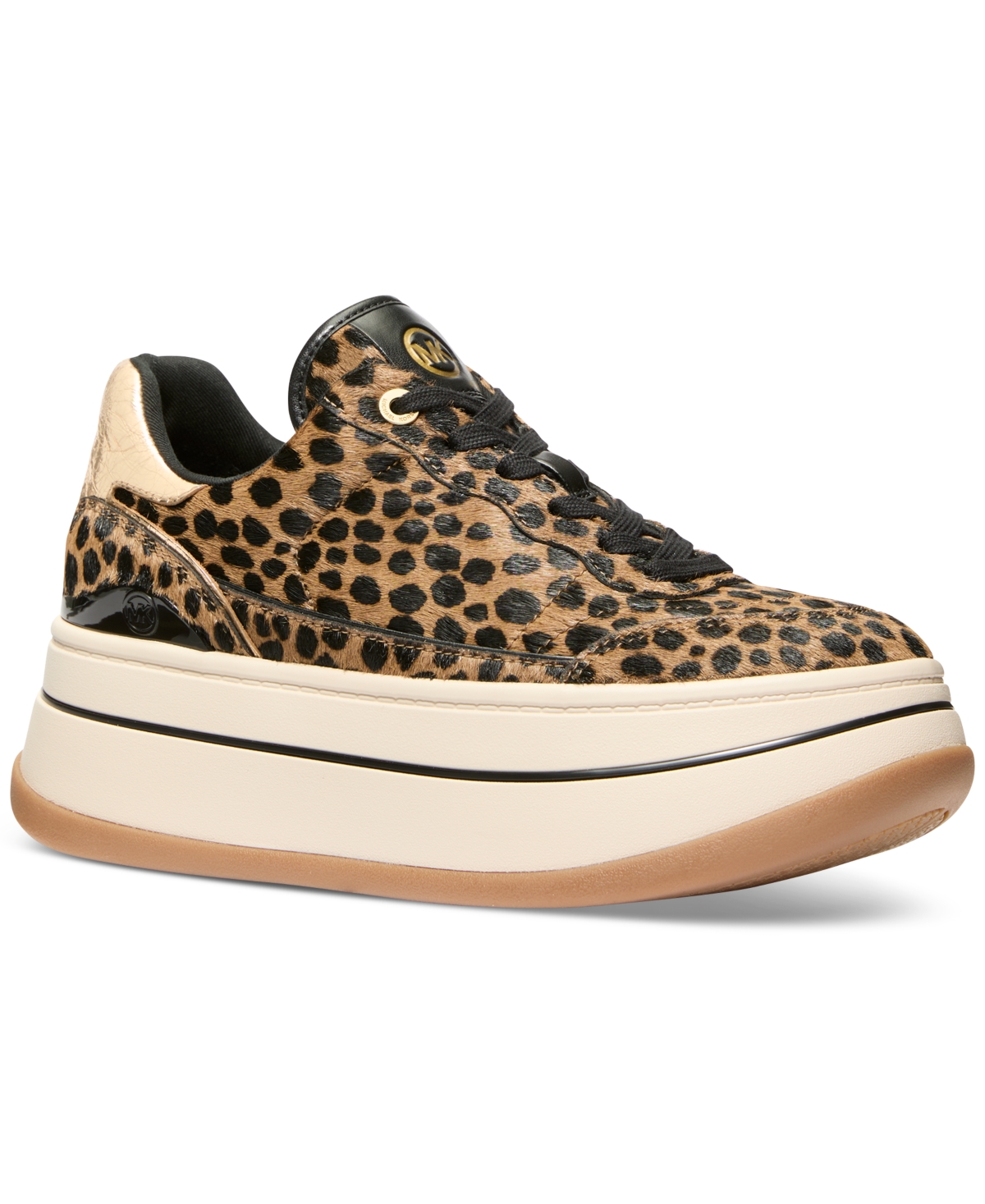 Michael Kors Hayes Cheetah Print Calf Hair Platform Sneaker In Husk Multi