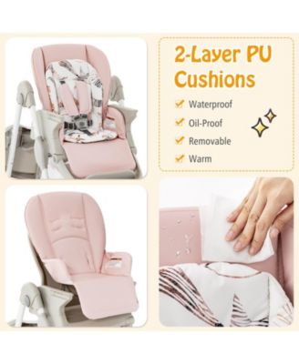 High Chair for Babies & Toddlers with Rolling Wheels Adjustable Height Footrest