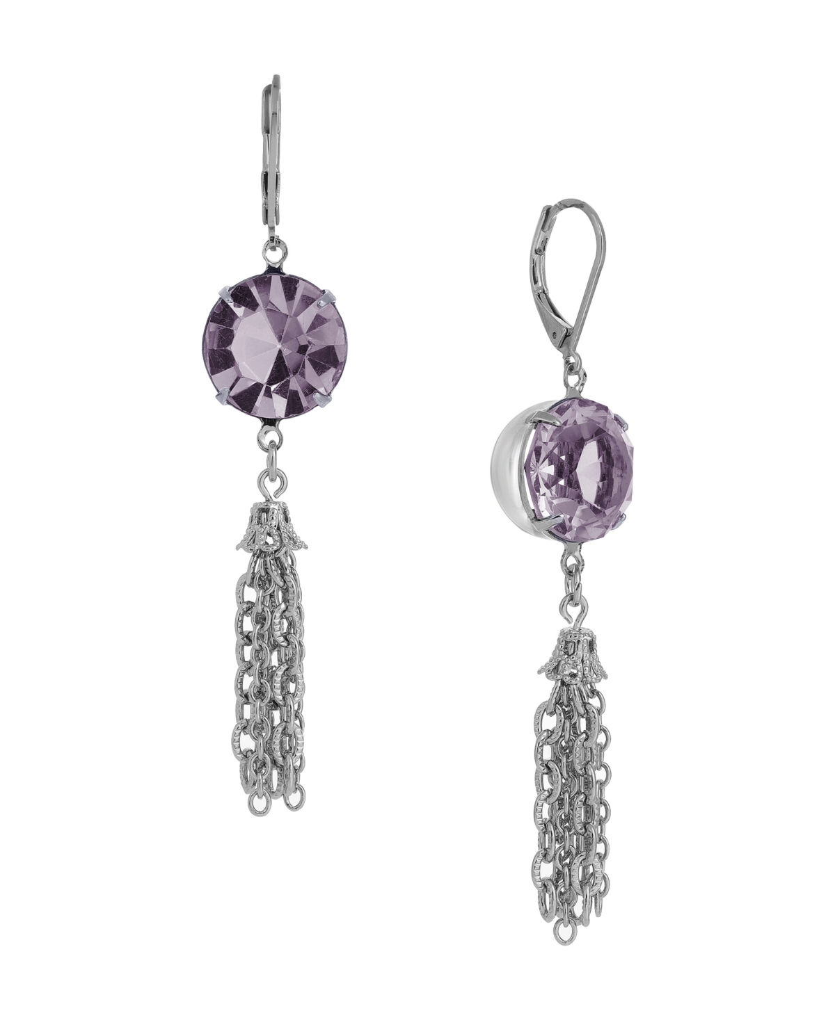 2028 ROUND CRYSTAL TASSEL DROP EARRINGS 