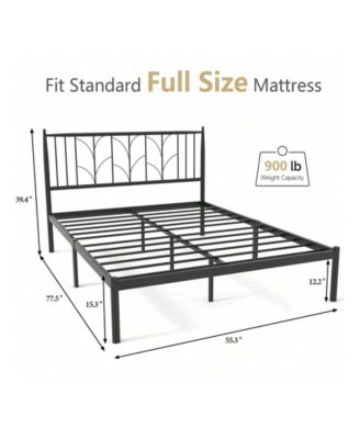 Metal Platform Bed Frame with Headboard, No Box Spring Needed, Slats Support, Easy Assembly, Under-Bed Storage