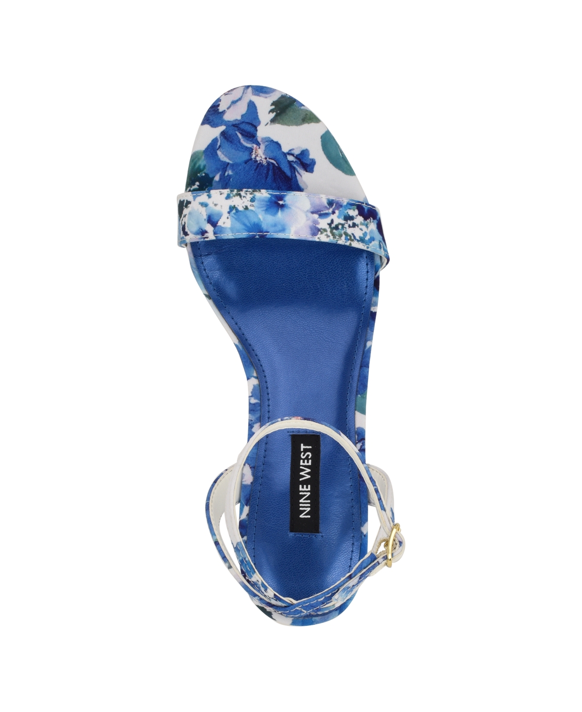 Shop Nine West Women's Anny Ankle Strap Stiletto Sandals In White,blue Floral