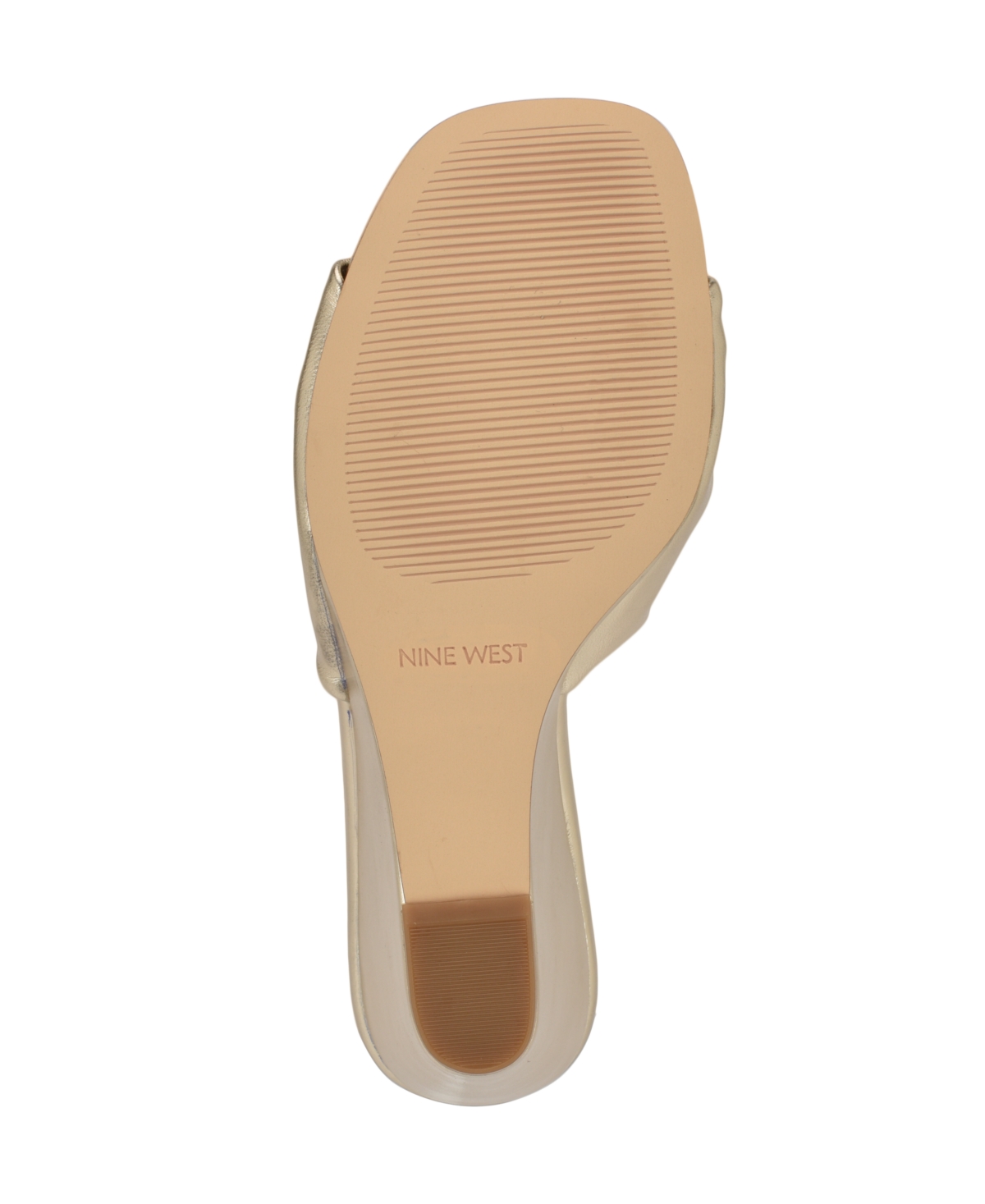 Shop Nine West Women's Nikhil Slip-on Square Toe Wedge Sandals In Gold