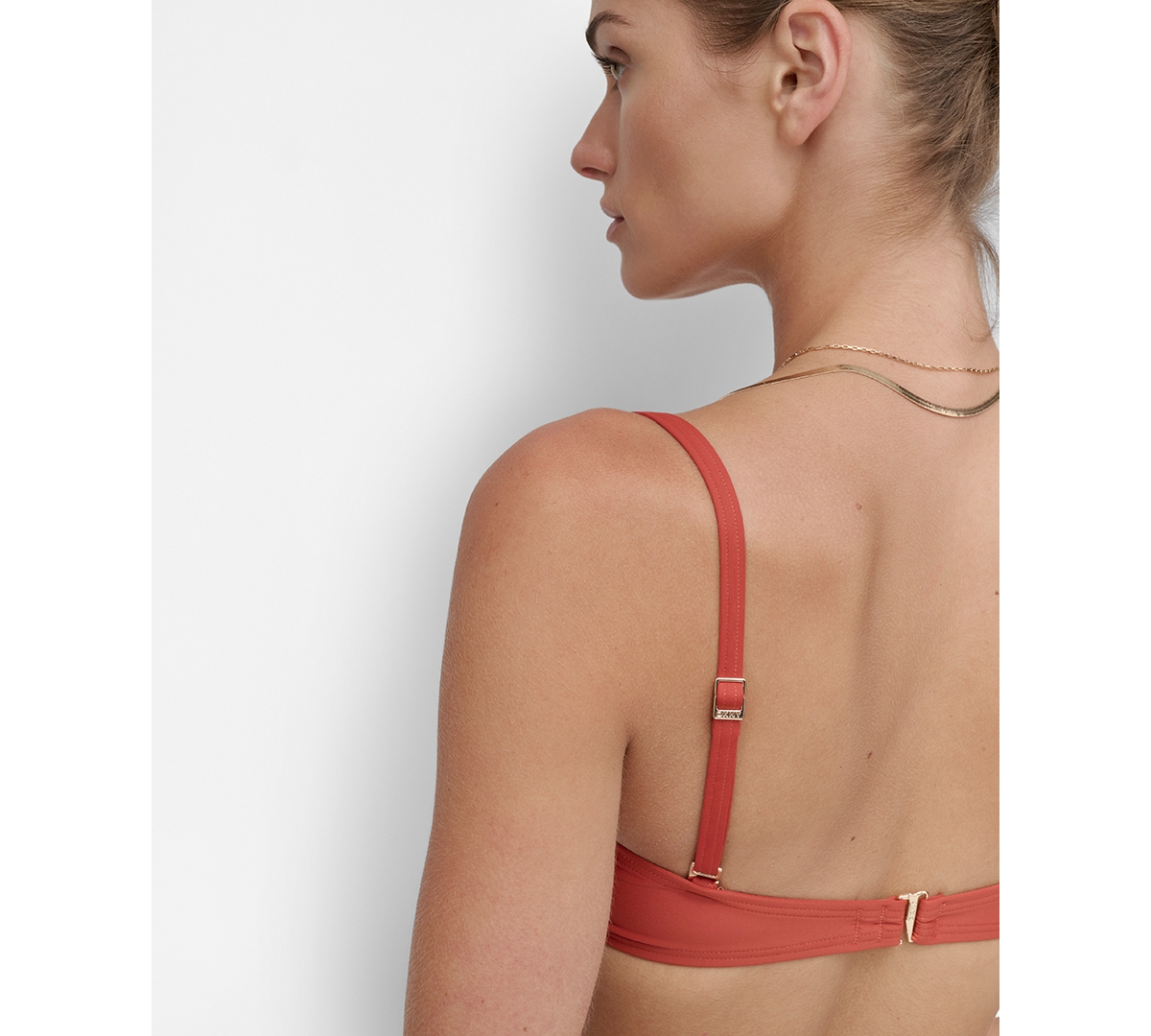 Shop Dkny Women's Shirred U-wire Bandeau Bikini Top In Sunset