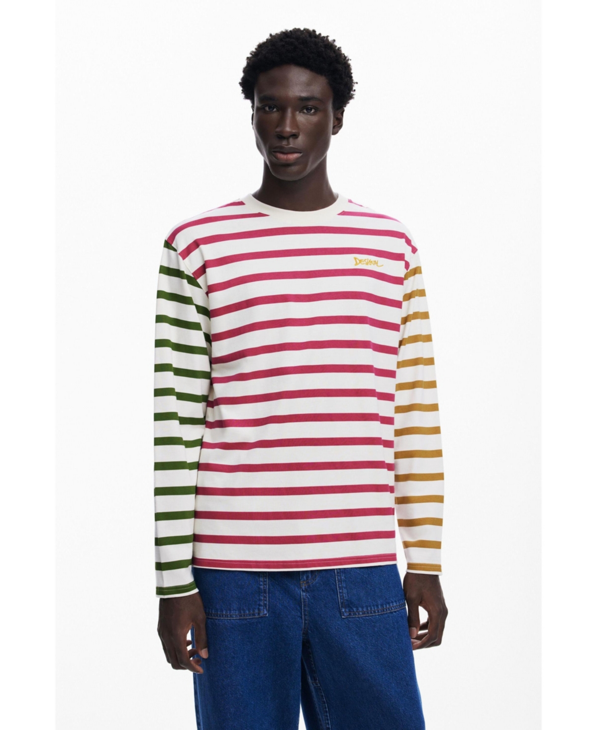 Men's Multicolor striped T-shirt - Light beige