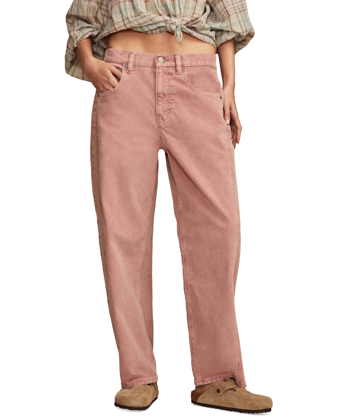 Lucky Brand Corduroy Barrel Leg Pants In Pink Please Wash