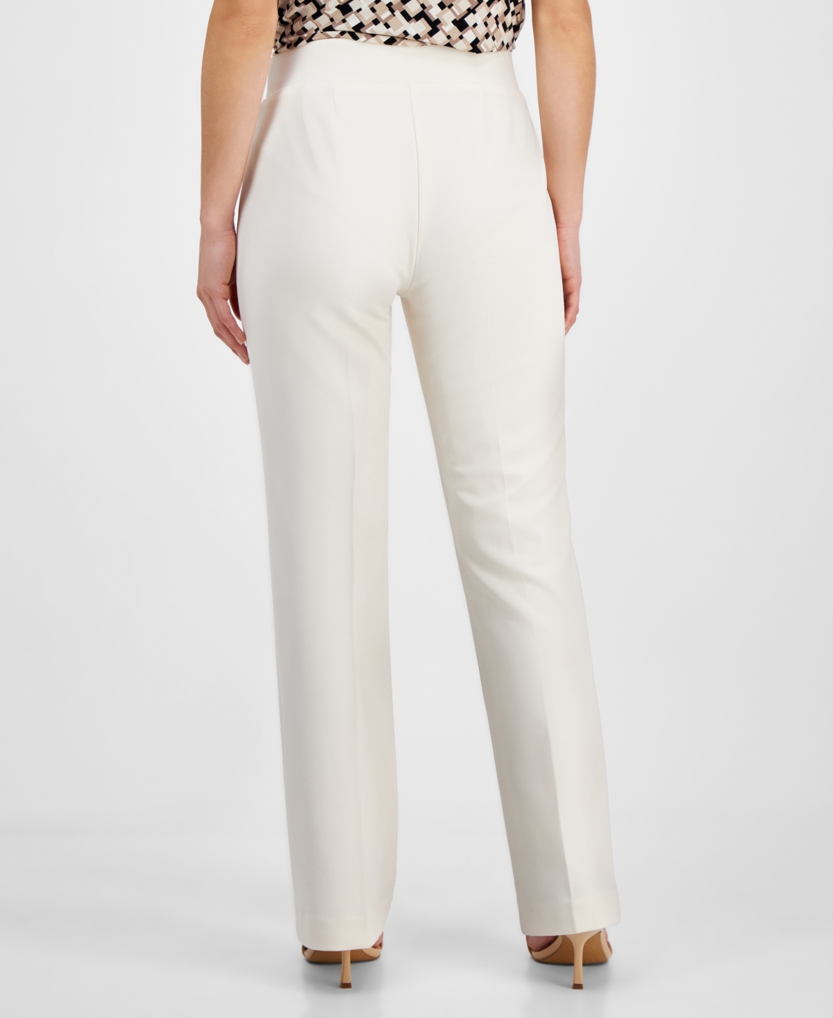 Ak Anne Klein Petite Pull-on Crepe Trousers In Anne White