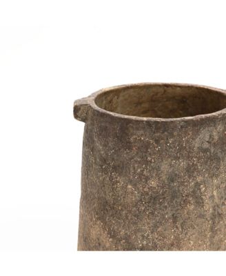 Rustic Ginger Root Brown Cement 11-Inch Tall Indoor and Outdoor Cylinder Vase