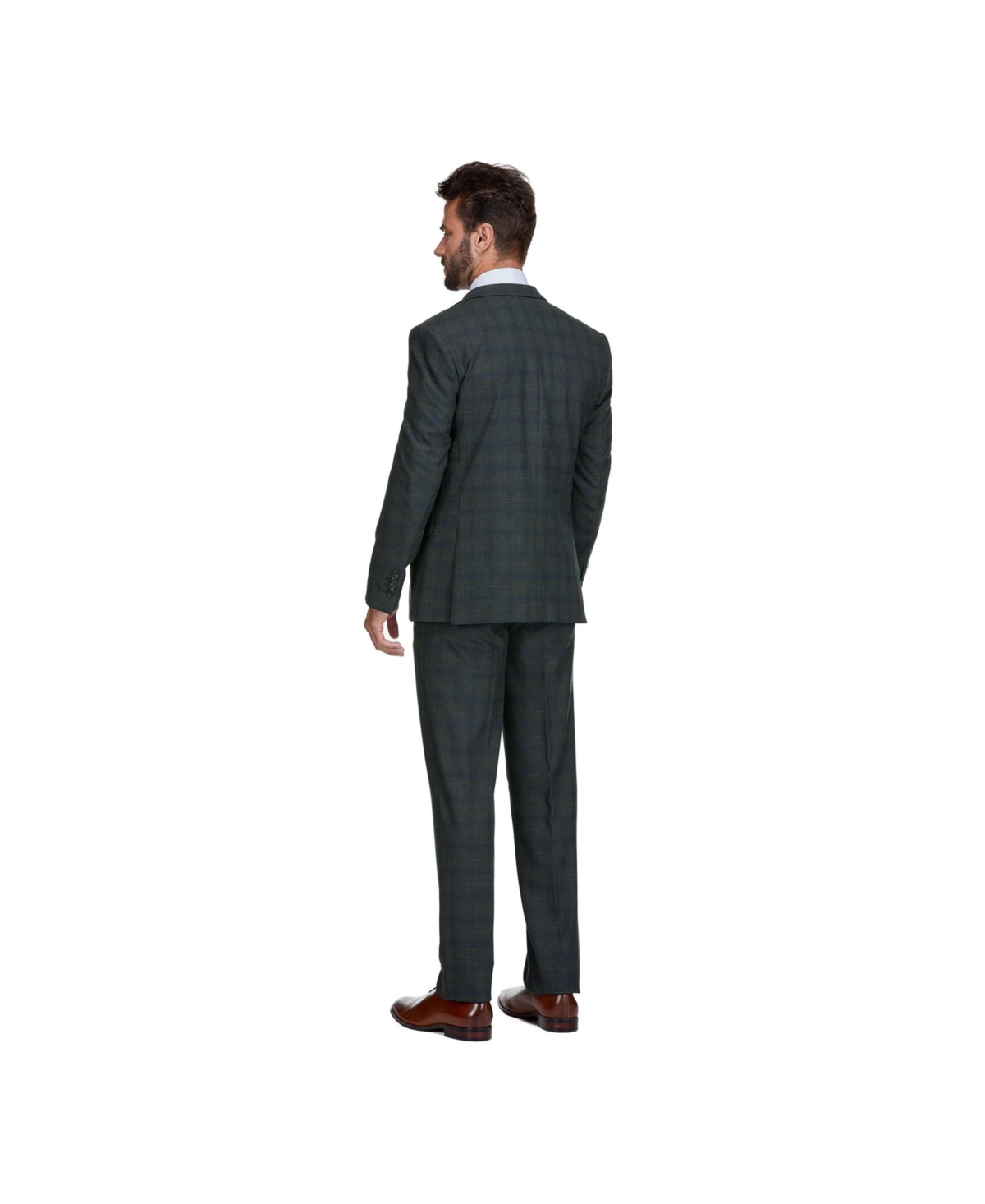 Gino Vitale Men's Slim Fit 3-Piece Checkered Plaid Suit