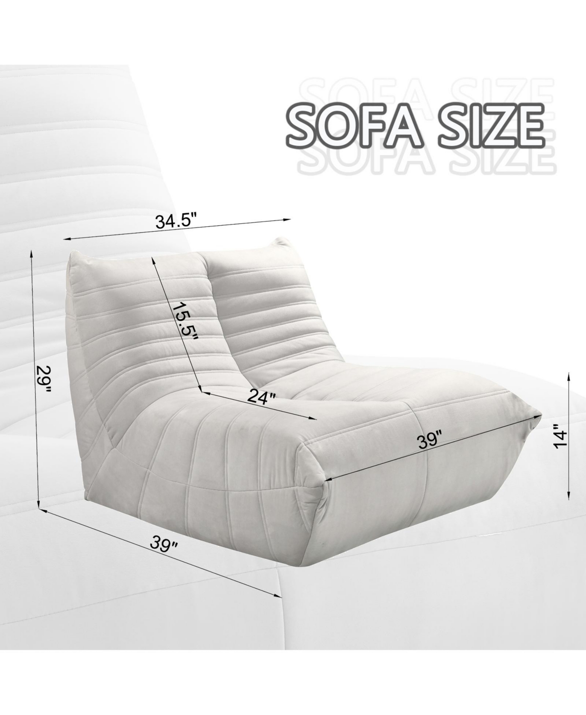 Streamdale Furniture Fireside chair, Large bean bag chair for adults, Lazy floor sofa for home, Playing bean bag chair, One-piece high resillence spon