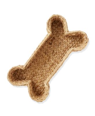Dog Bone Shaped Storage Basket - Natural, Large Water Hyacinth Pet Toy Bin Organizer