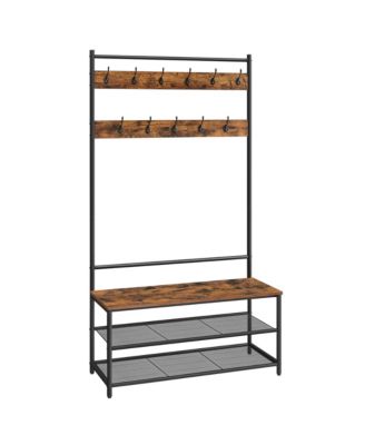 Entryway Industrial Style Coat Rack with Shoe Storage