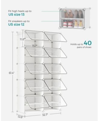 40 Pair Plastic Shoe Storage Cabinet for Bedroom and Entryway, White