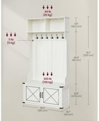 Farmhouse Style Hall Tree with Bench and Shoe Storage