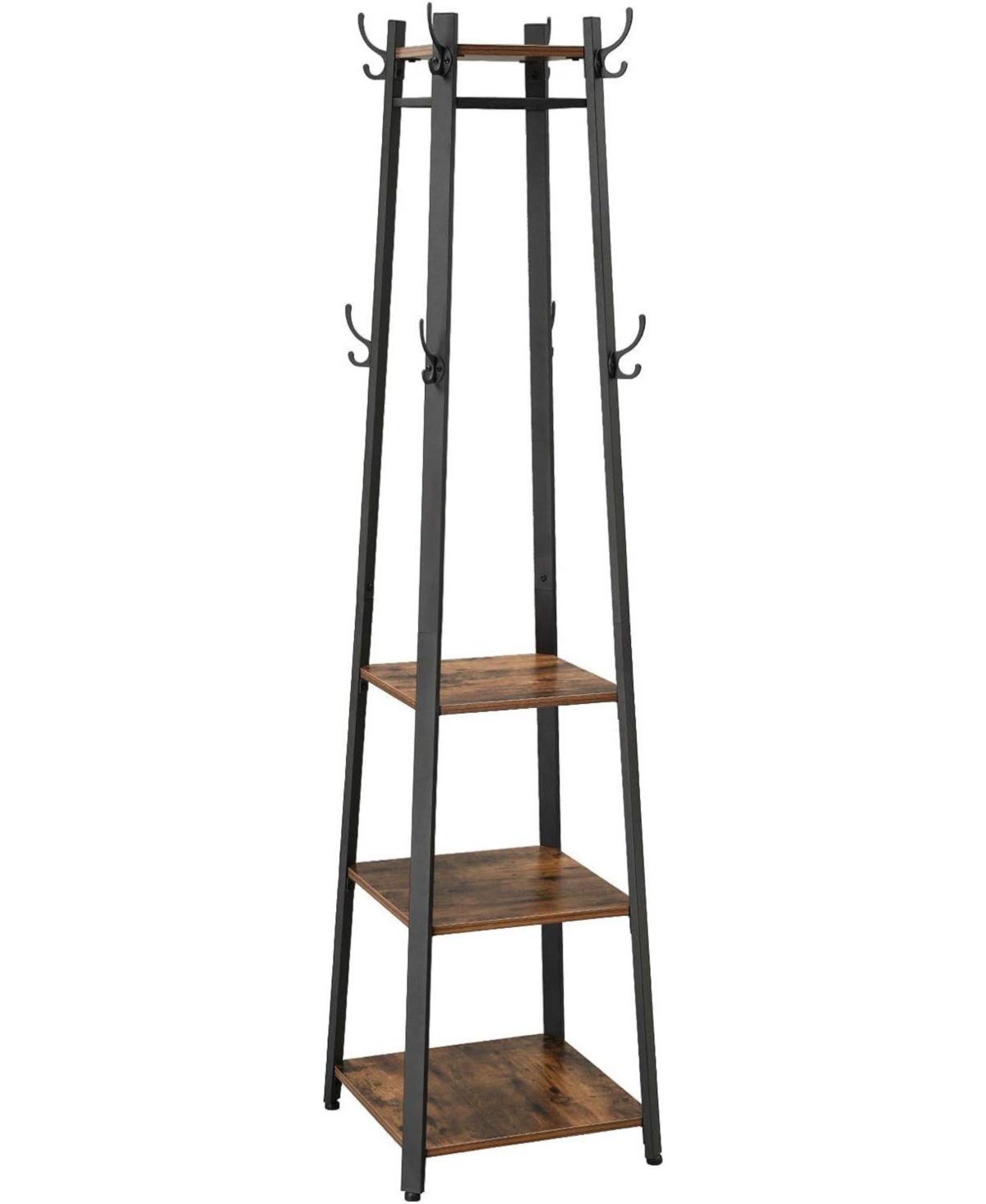 Coat Rack with 3 Shelves - Rustic brown