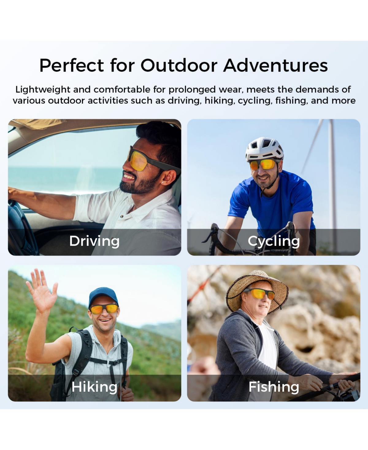 Alpha Digital Polarized Bluetooth Smart Glasses w/ Mic, Open-Ear Audio, IP65 & 5-Hr Battery